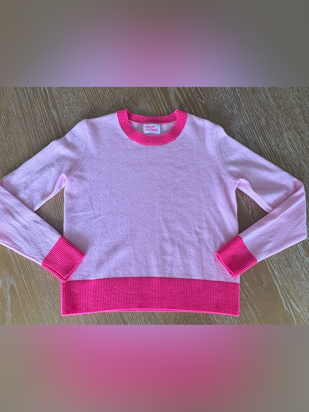 From Future Colorblock Pink 100% Cashmere Sweater Size Small